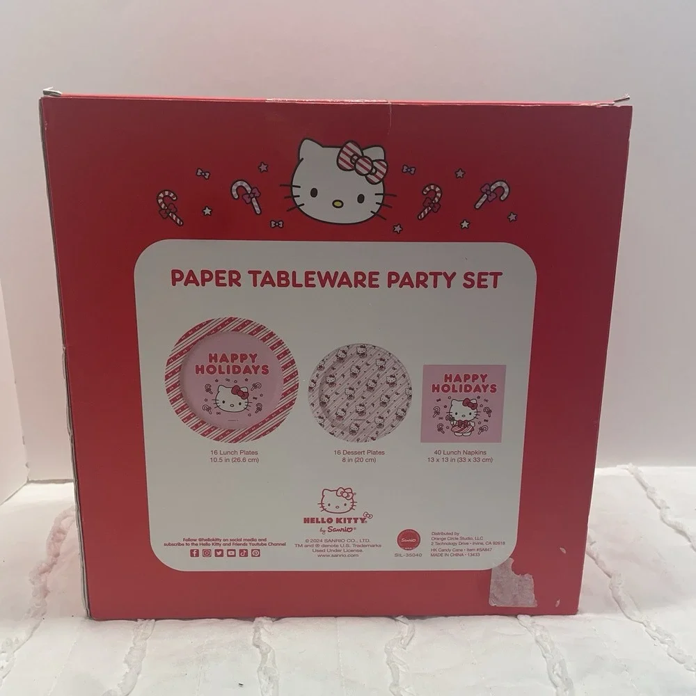 Sanrio Hello Kitty Holiday Party Christmas Paper Tableware Set 72 Pieces NEW